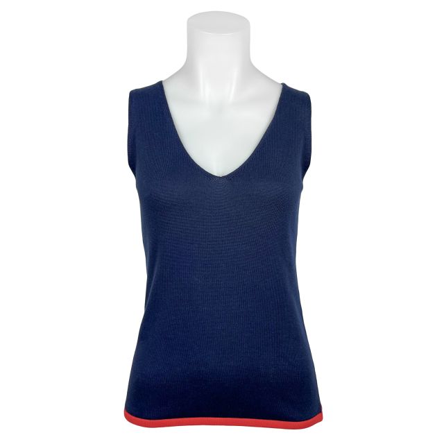 O'Connell's Women's V-Neck Pima Cotton Shell - Navy & Red (3751-25)