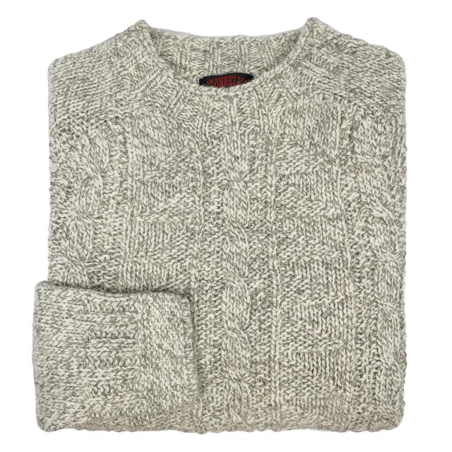 O'Connell's Chunky Cabled Scottish Shetland Wool Sweater - Oatmeal