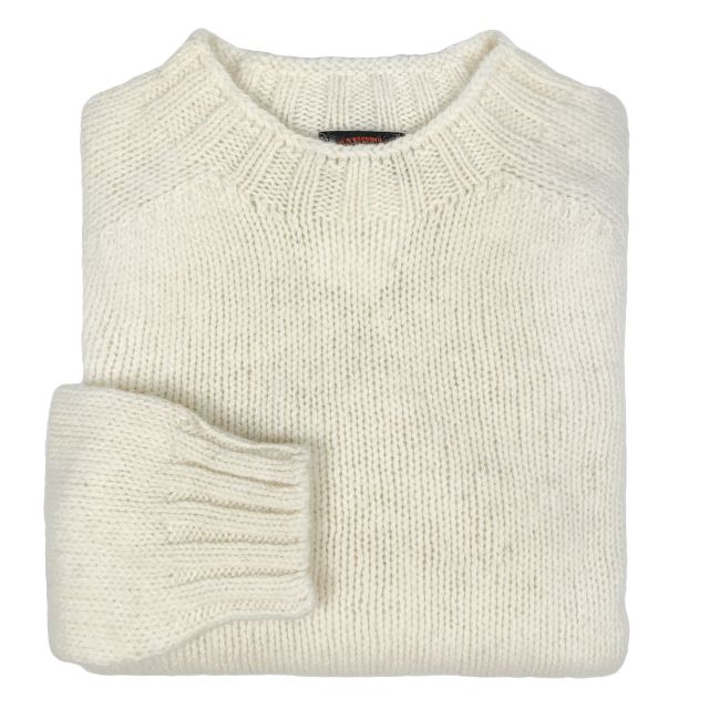 O'Connell's Chunky Scottish Shetland Wool Sweater - Winter White