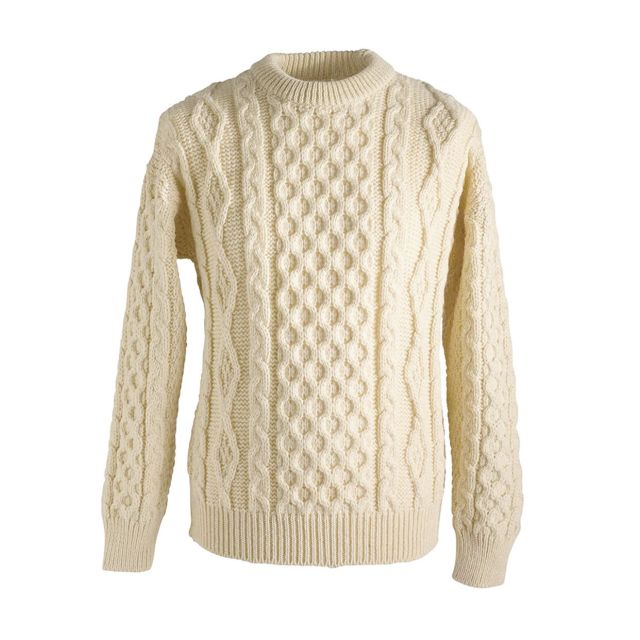 O'Connell's Irish Fisherman Aran Sweater - Natural