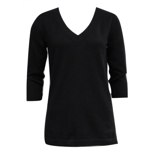O'Connell's Women's Cotton V-Neck Top - Grace - Black (9882)