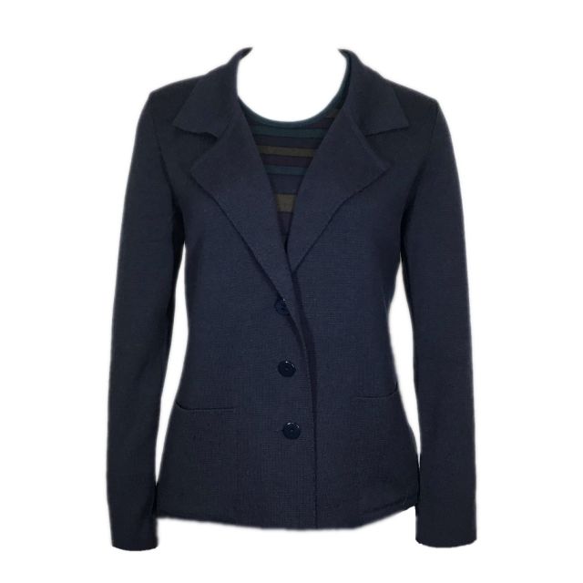 O'Connell's Women's Fitted Merino Knit Jacket - Stella - Navy (6203)