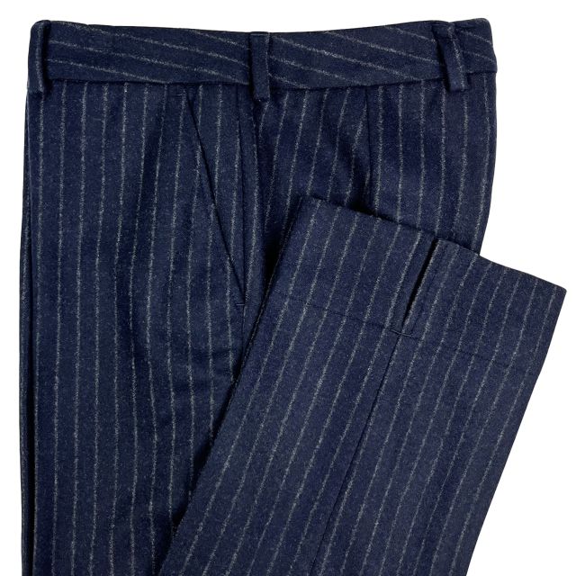 O'Connell's Women's Rebecca Lambswool Flannel Trousers - Pinstripe - Navy (1263-03)