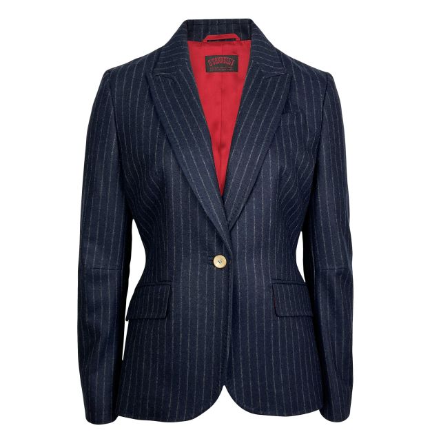 O'Connell's Women's Rose Lambswool Flannel Blazer - Pinstripe - Navy (1263CA)