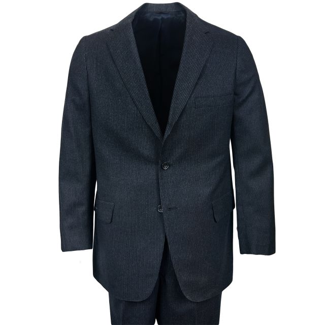 New Old Stock Oakloom Wool Flannel Pinstripe Suit - Charcoal Blue