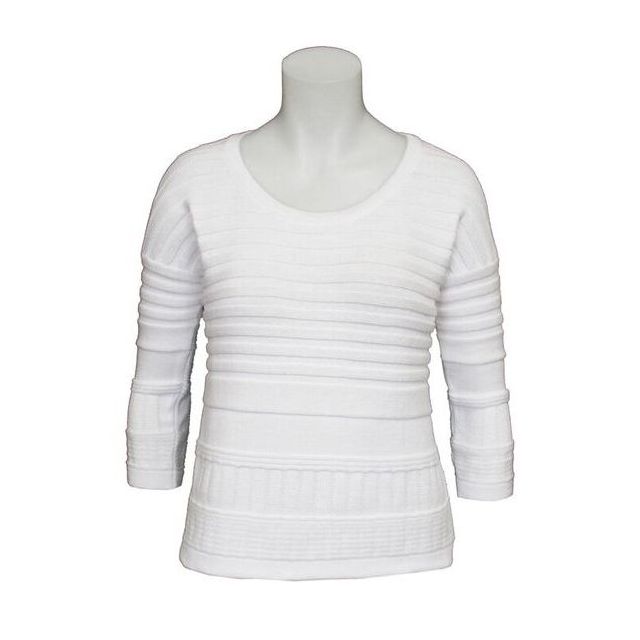 O'Connell's Women's Drop Shoulder Cotton Sweater - White (M6108)