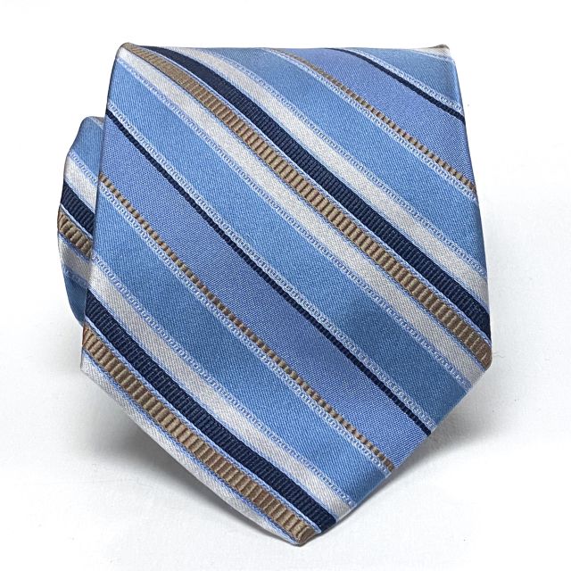 Robert Talbott 'Best of Class' Silk Woven Stripe Tie - Blue with Navy & Brown (099297)