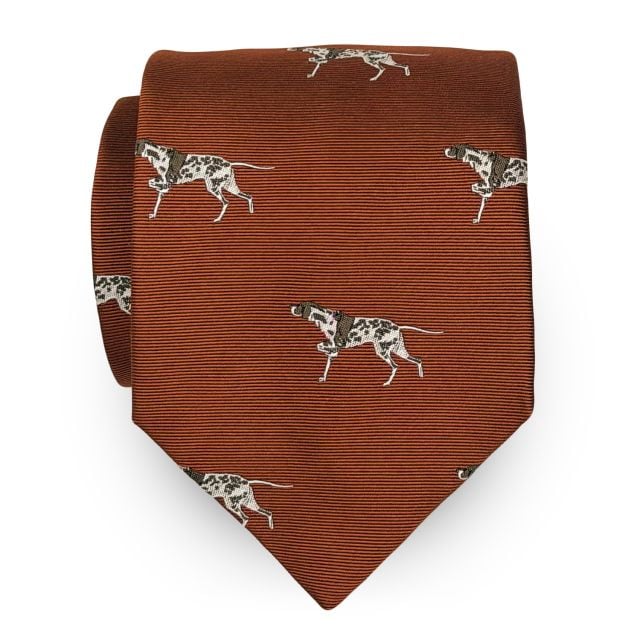 Seaward & Stearn English Woven Silk Club Tie - Pointer on Rust (116844)