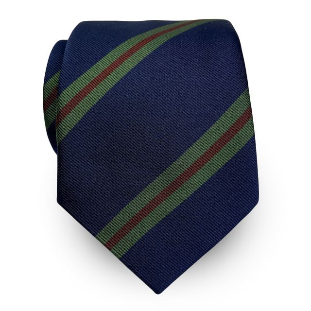 Seaward & Stearn English Woven Silk Tie - Repp Stripe - Navy, Olive & Rust (113250)