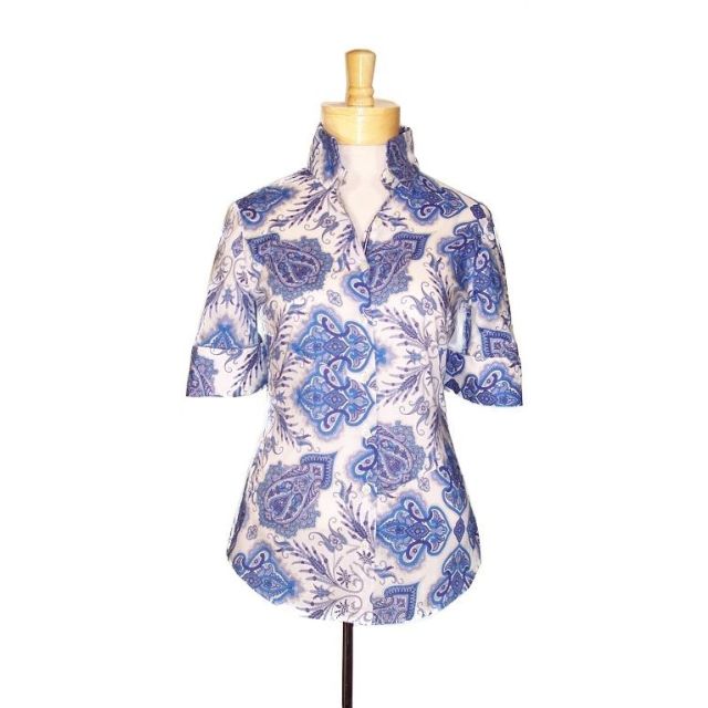 O'Connell's Women's Cotton Shirt - Tess - Blue Paisley