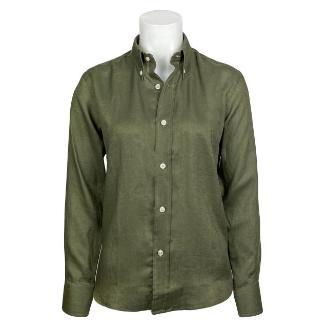 Women's Seaward & Stearn Linen Button Down Shirt - Olive (72/3)