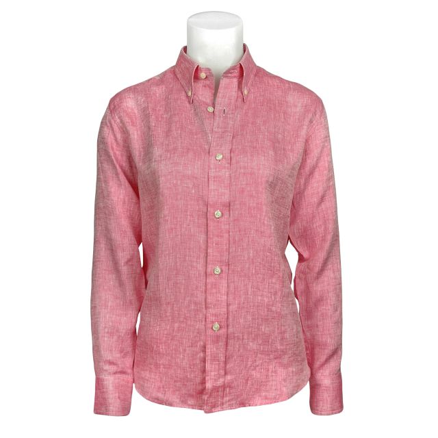 Women's Seaward & Stearn Linen Button Down Shirt - Dark Pink (309/2)