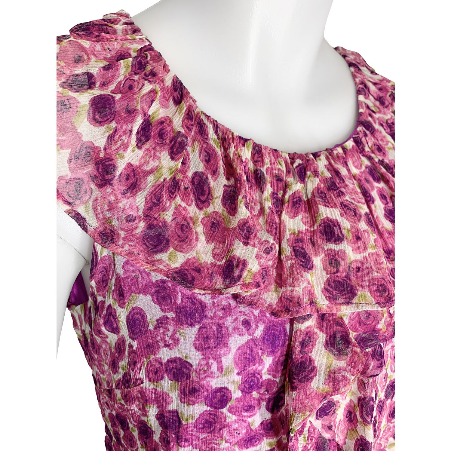 Britt Ryan Silk Ruffle Dress - Roses - Pink & Violet (3068) | Men's and  women's clothing