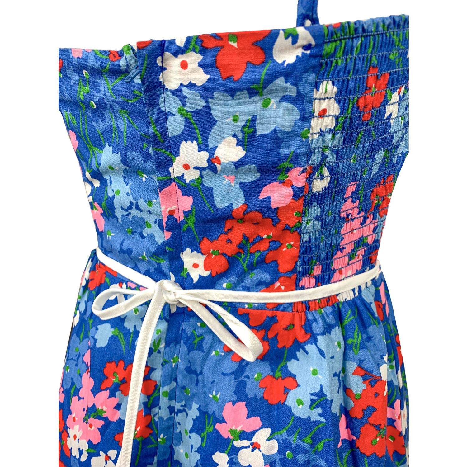 strapless open back dress Shop Aston Blue Red Poppy Satin Bias Flared Maxi Dress main image 1