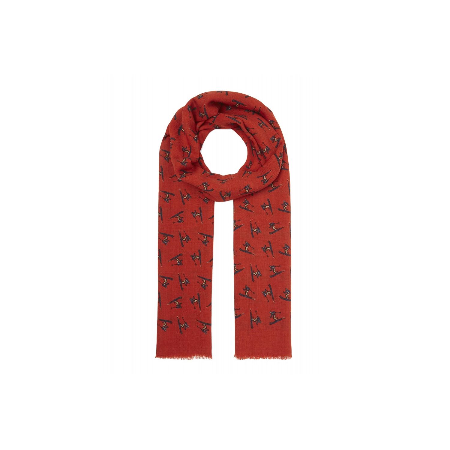 Drake's Wool Scarf - Ski Motif - Orange | Men's and women's clothing