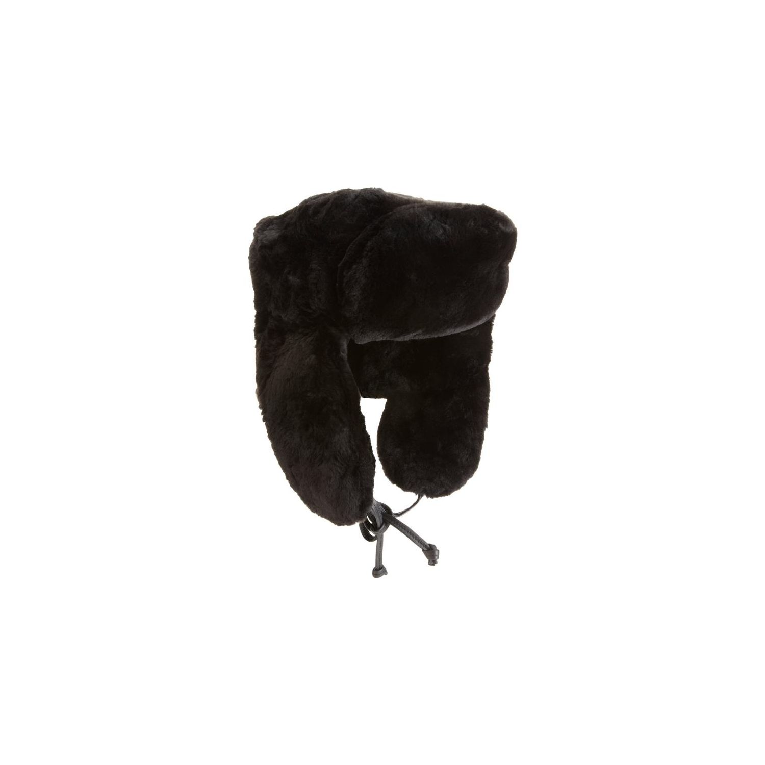 Black Sheared Ranch Fur Hat With Ear Flaps By Sakowitz, Medium, Cuff, EUC Men main image 2