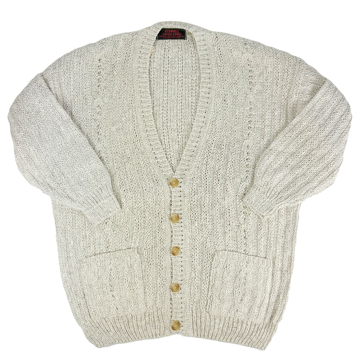 Gaeltarra Linen Cotton Cabled Cardigan - Natural | Men's and