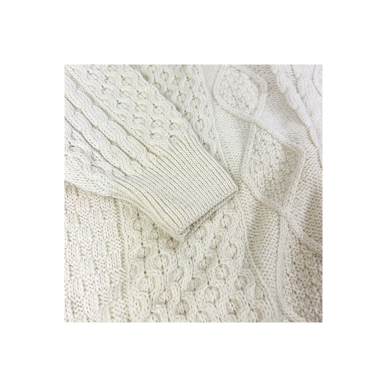 Gaeltarra of Ireland Wool Aran Knit Sweater - Natural | Men