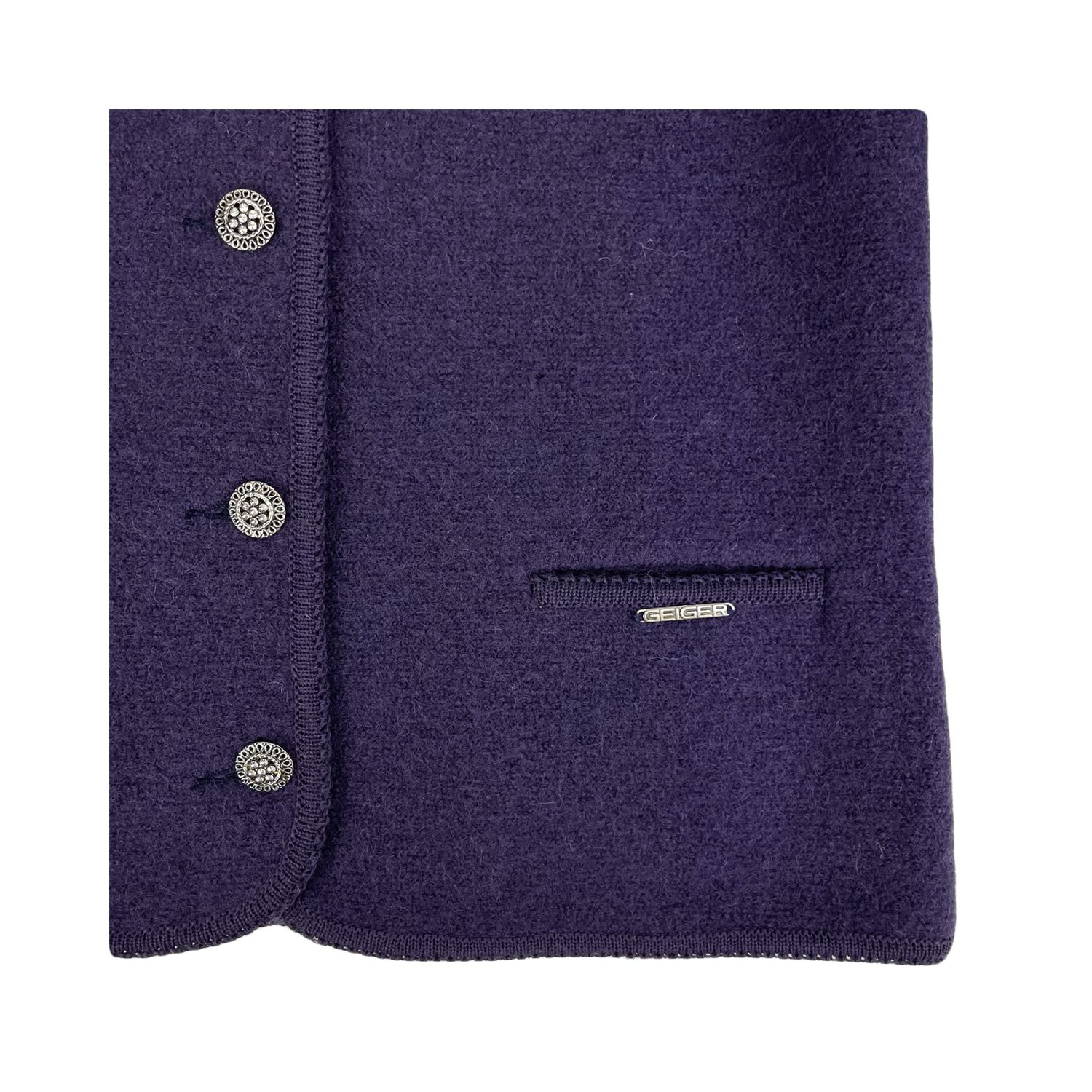 【パープル（50）】MICHAEL BOILED WOOL CARDIGAN Geiger Vintage Women's Boiled Wool Cardigan - Purple (38974