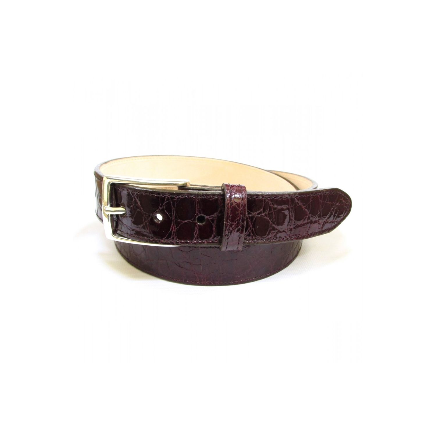 genuine alligator belt burgundy Luxury crocodile bordeaux belt with free customization | BRUCLE main image 4