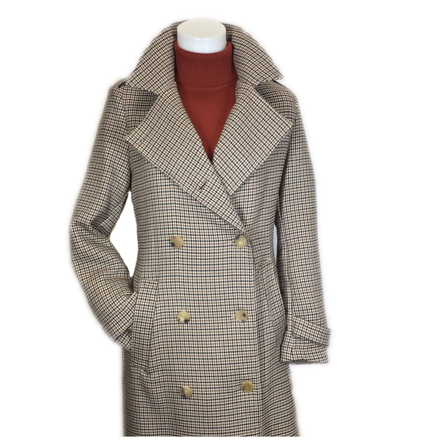 Goodmatch Double Breasted Trench Coat – Cream, Brown & Black
