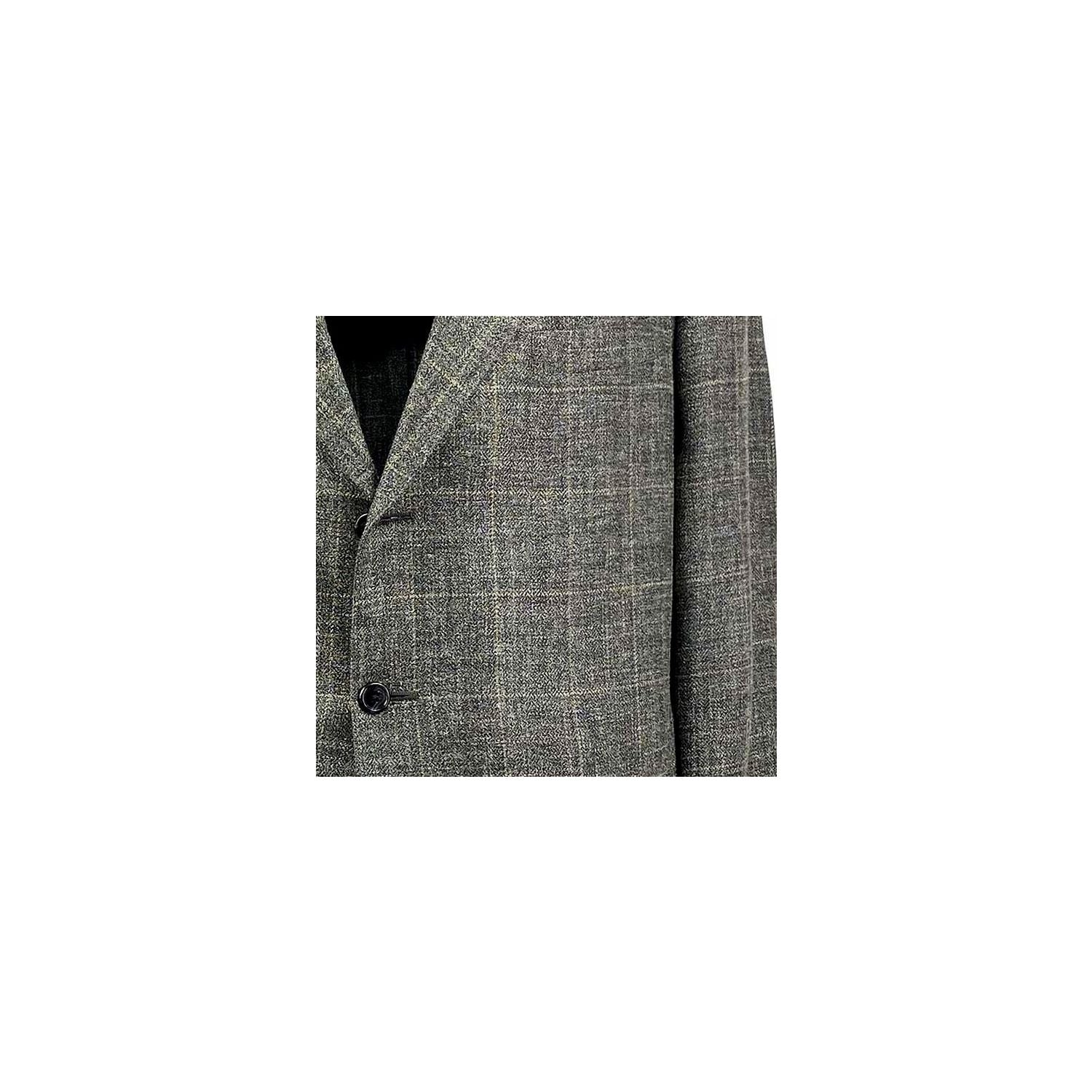 H Freeman Sport Coat - Silk Linen & Wool - Grey with Tan