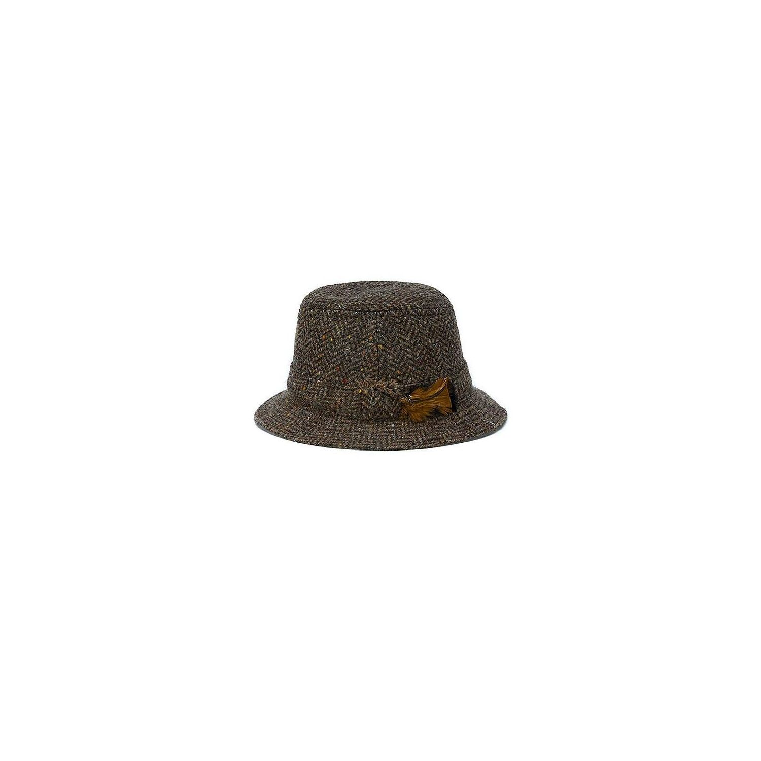 Irish Tweed Walking Hat - Herringbone - Charcoal Brown (HH  display picture 3