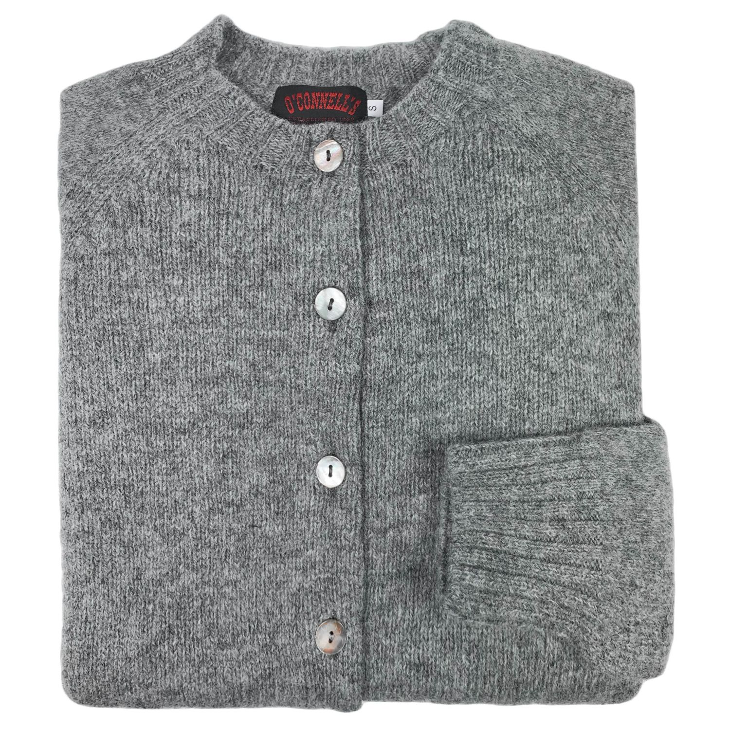 トップス EVCON Shetland Wool Low Gage Cardigan Ladies Shetland Wool Cardigan - Medium Grey | Men's and women's