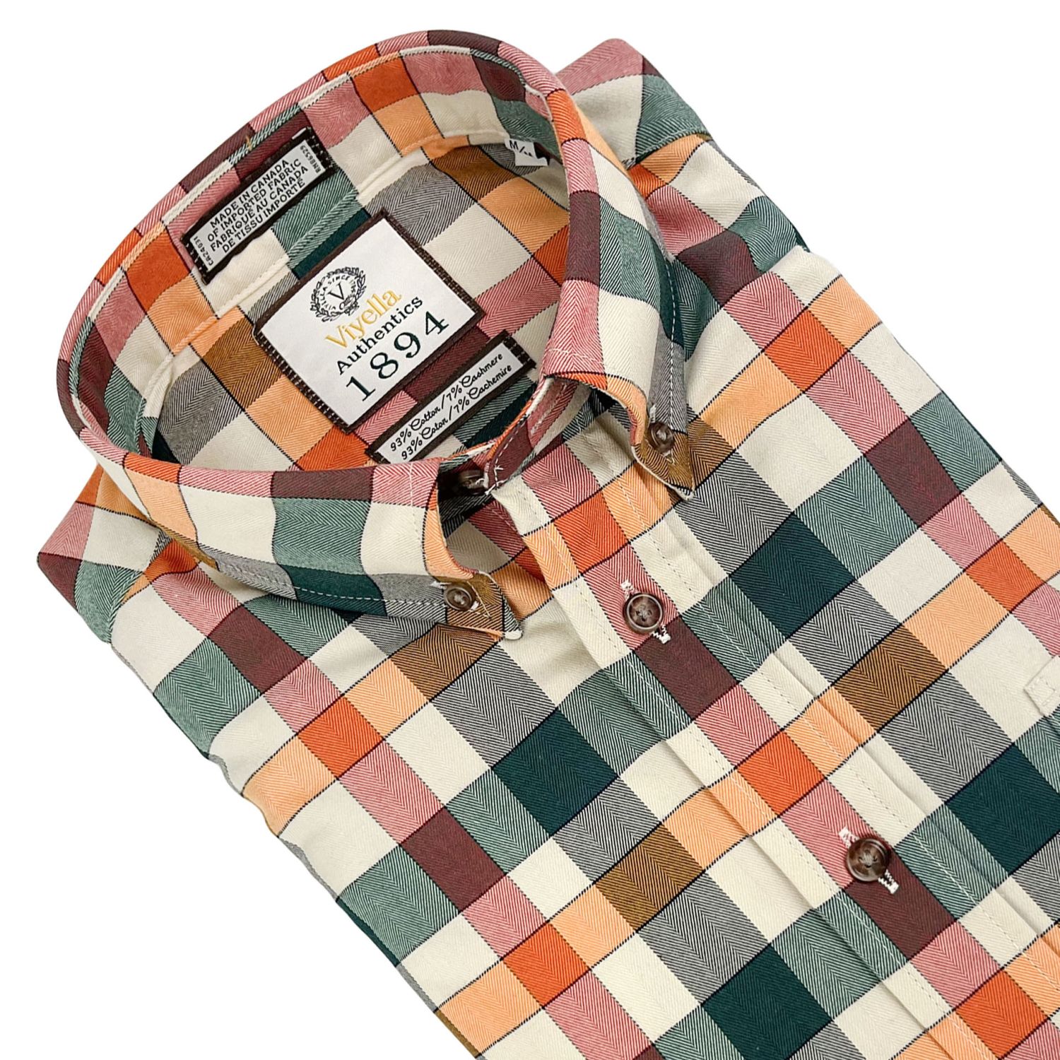 Limited Edition Cashmere Blend Viyella Sport Shirt - Orange