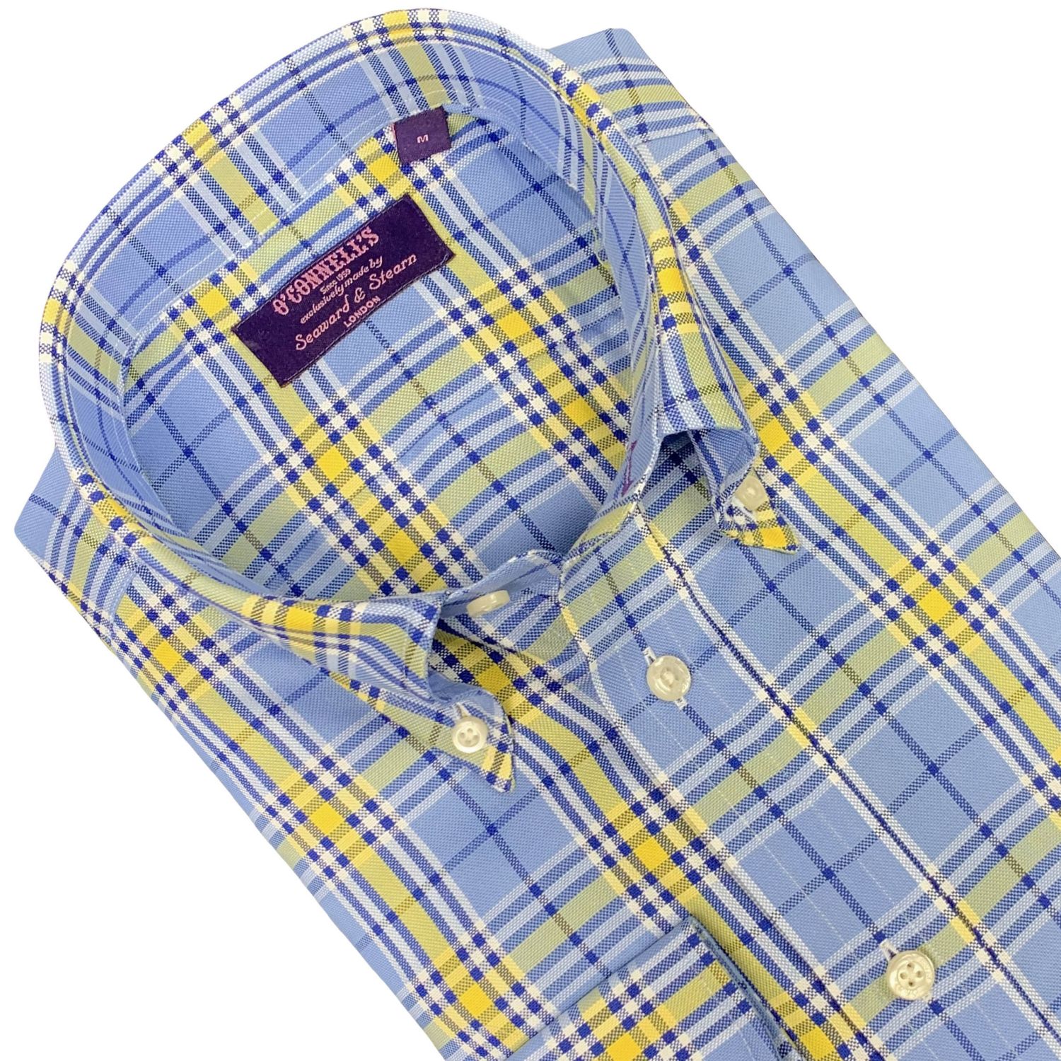 Seaward & Stearn Button Down Long Sleeve Sport Shirt - Light Oxford -  British Plaid - Blue & Yellow | Men's and women's clothing