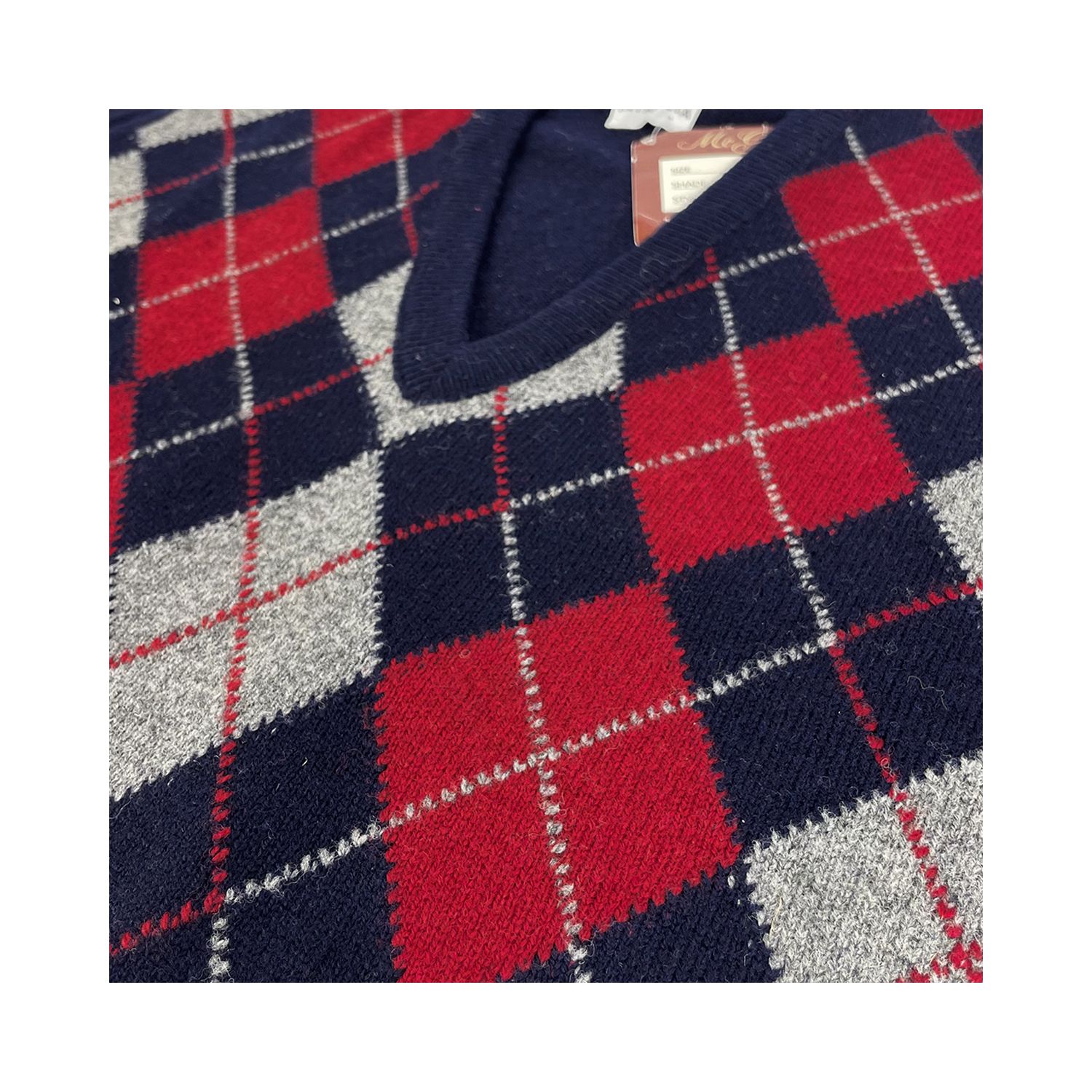 McGeorge Scottish Lambswool Intarsia V-Neck Sweater - Argyle 