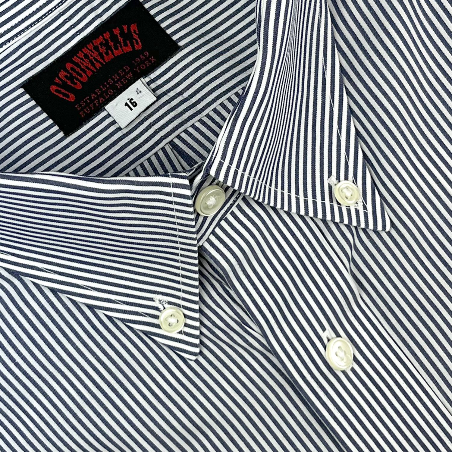 O'Connell's Button Down Dress Shirt - Bengal Stripe - Navy