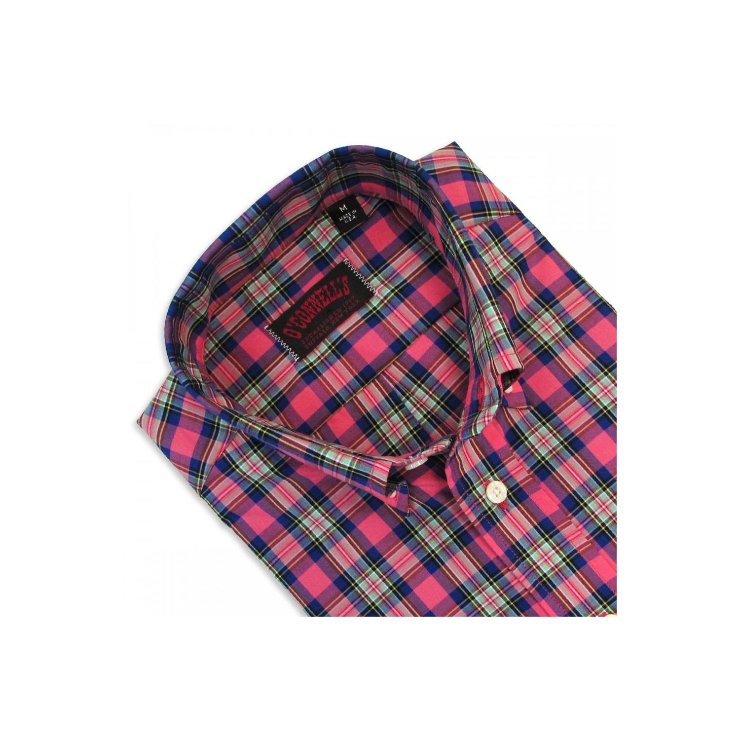 O'Connell's Button Down Long Sleeve Broadcloth Sport Shirt - Pink Plaid