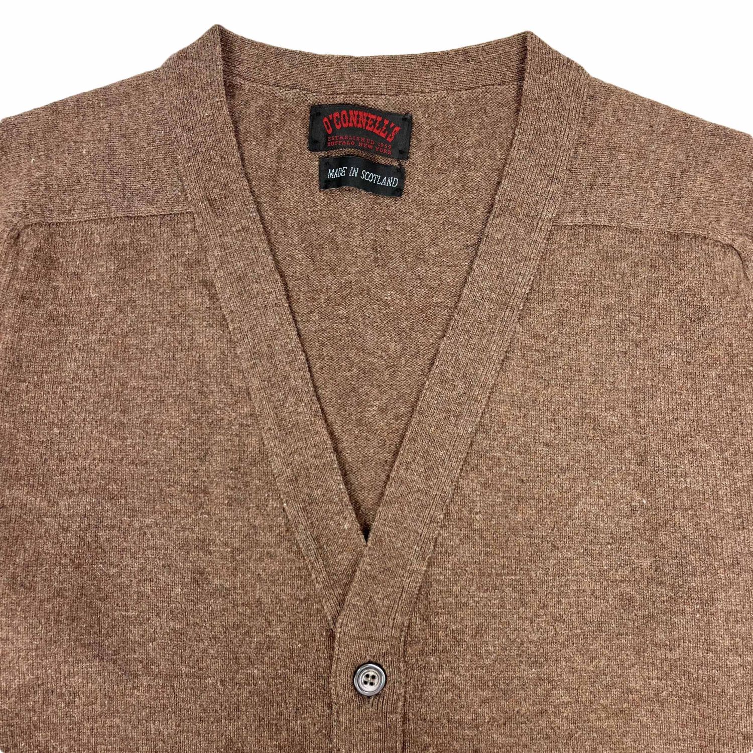 【TOBACCO】NINETY PERCENT BEAU CARDIGAN O'Connell's Scottish Lambswool Cardigan - Tobacco | Men's and