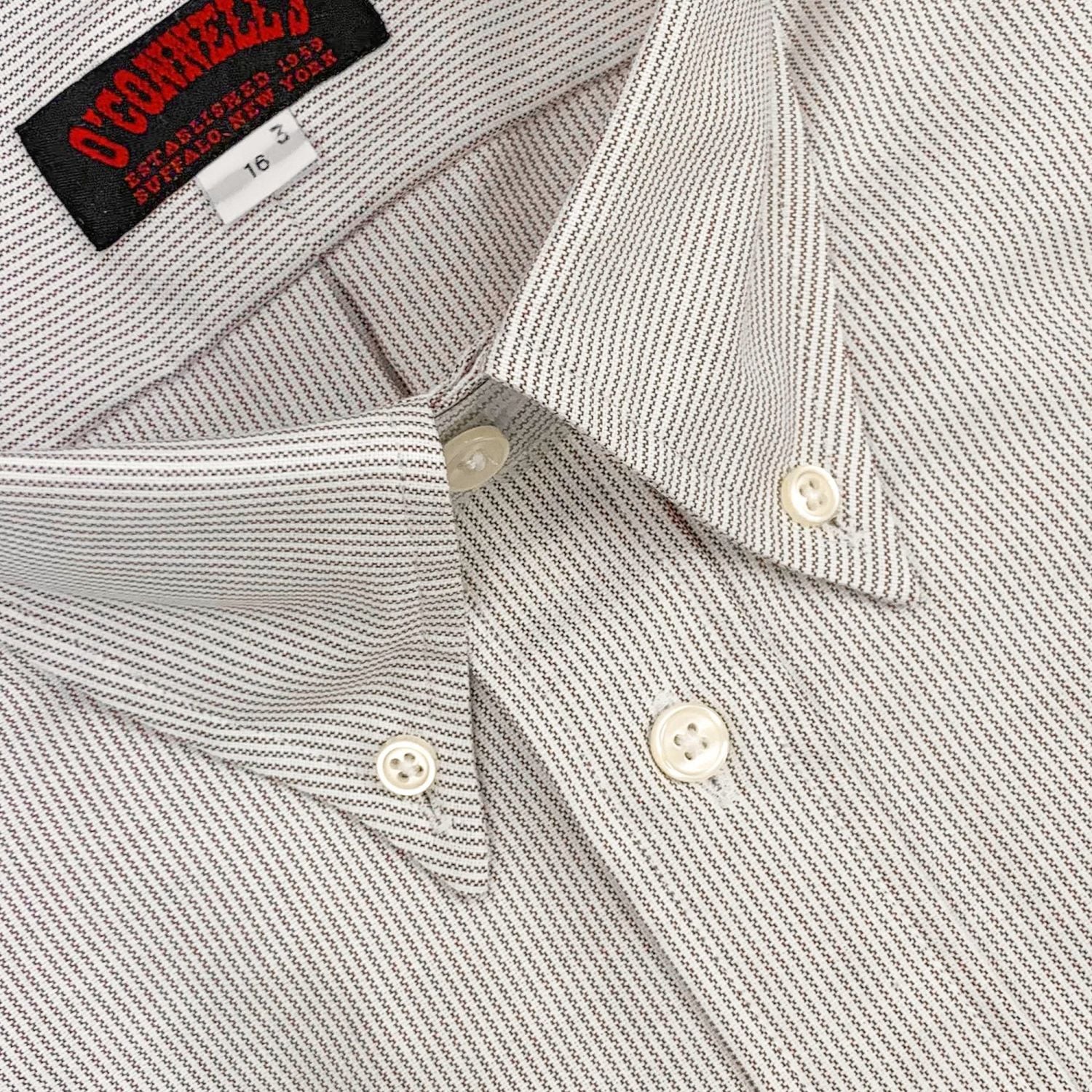 O'C Unlined & Unfused Oxford Cloth Button Down Dress Shirt - Mille Stripe - Burgundy | Men's and women's clothing O'C Unlined & Unfused Oxford Cloth Button Down Dress Shirt - Mille Stripe - Burgundy | Men's and women's clothing