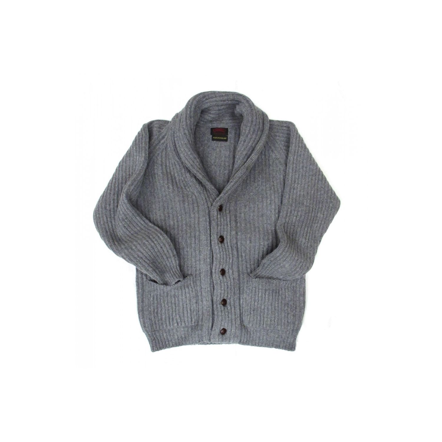 O'Connell's 8-ply Lambswool Cardigan - Medium Grey | Men's and