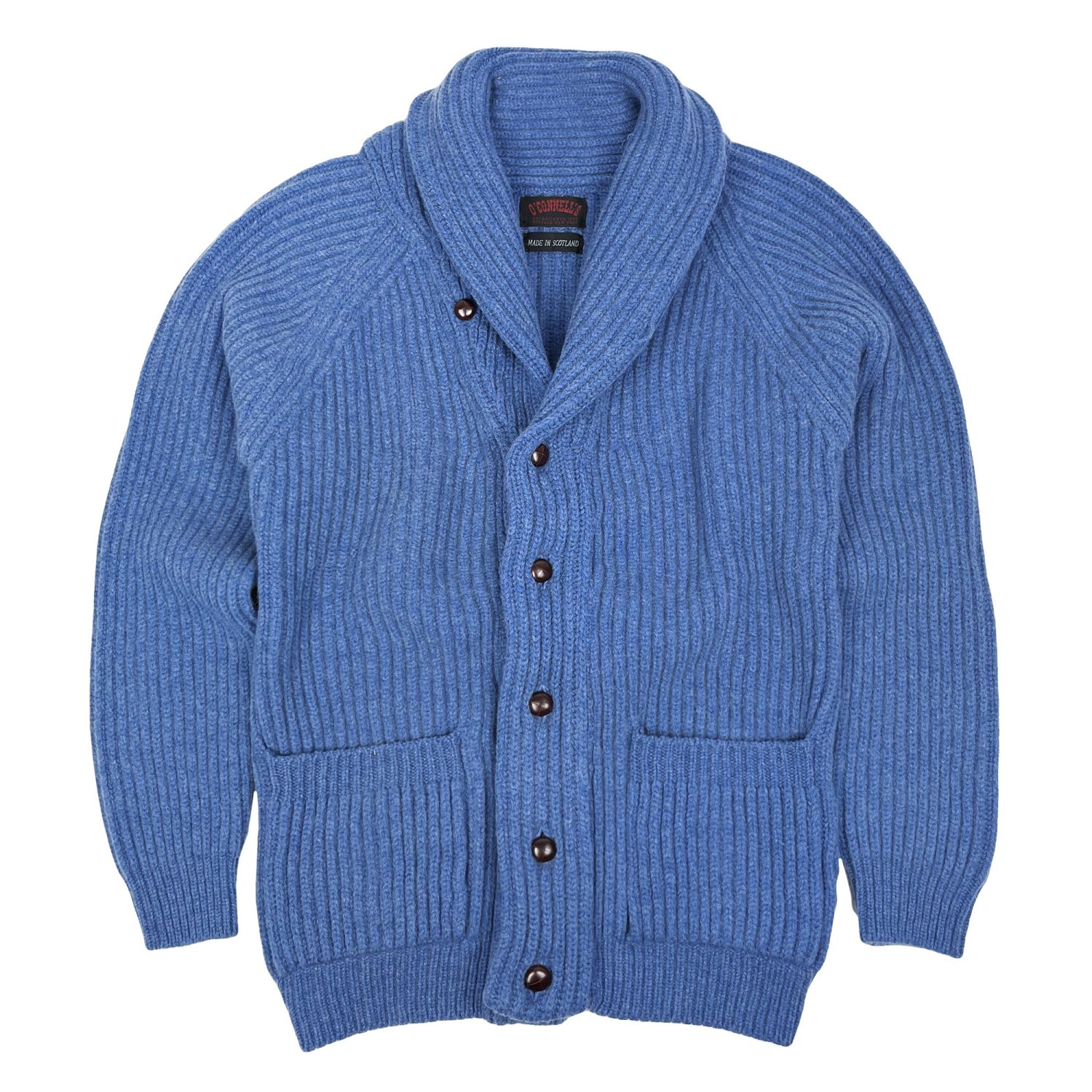 O'Connell's 8-ply Lambswool Cardigan - River Blue | Men's and