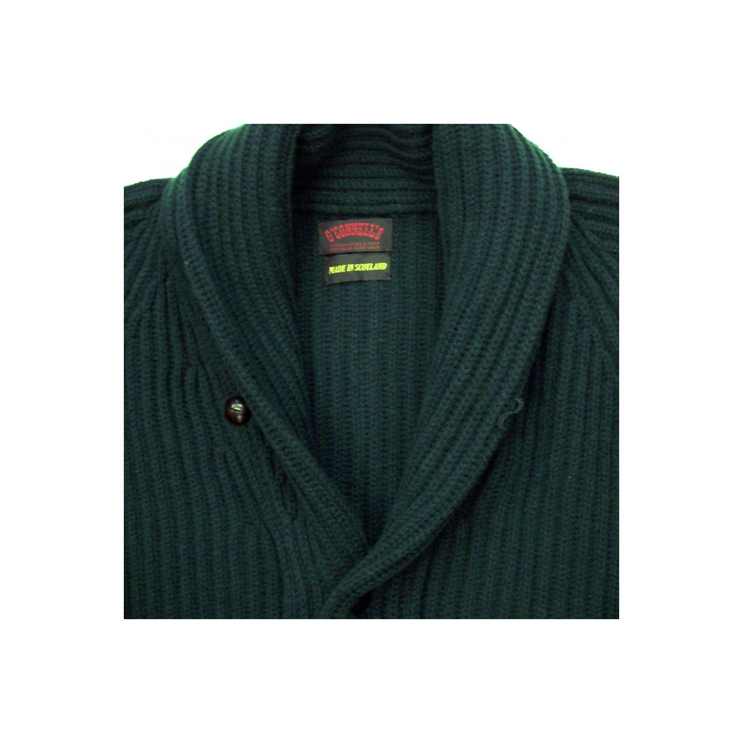 O'Connell's 8-ply Lambswool Cardigan - Tartan Green | Men's and