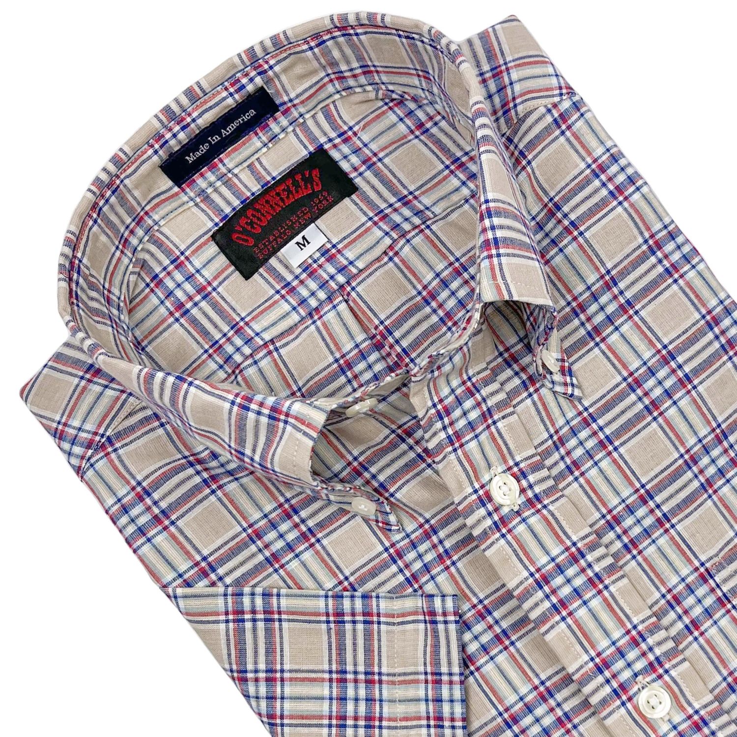 O'Connell's Authentic India Madras - Short Sleeve Shirt - Khaki, Red &  Royal | Men's and women's clothing