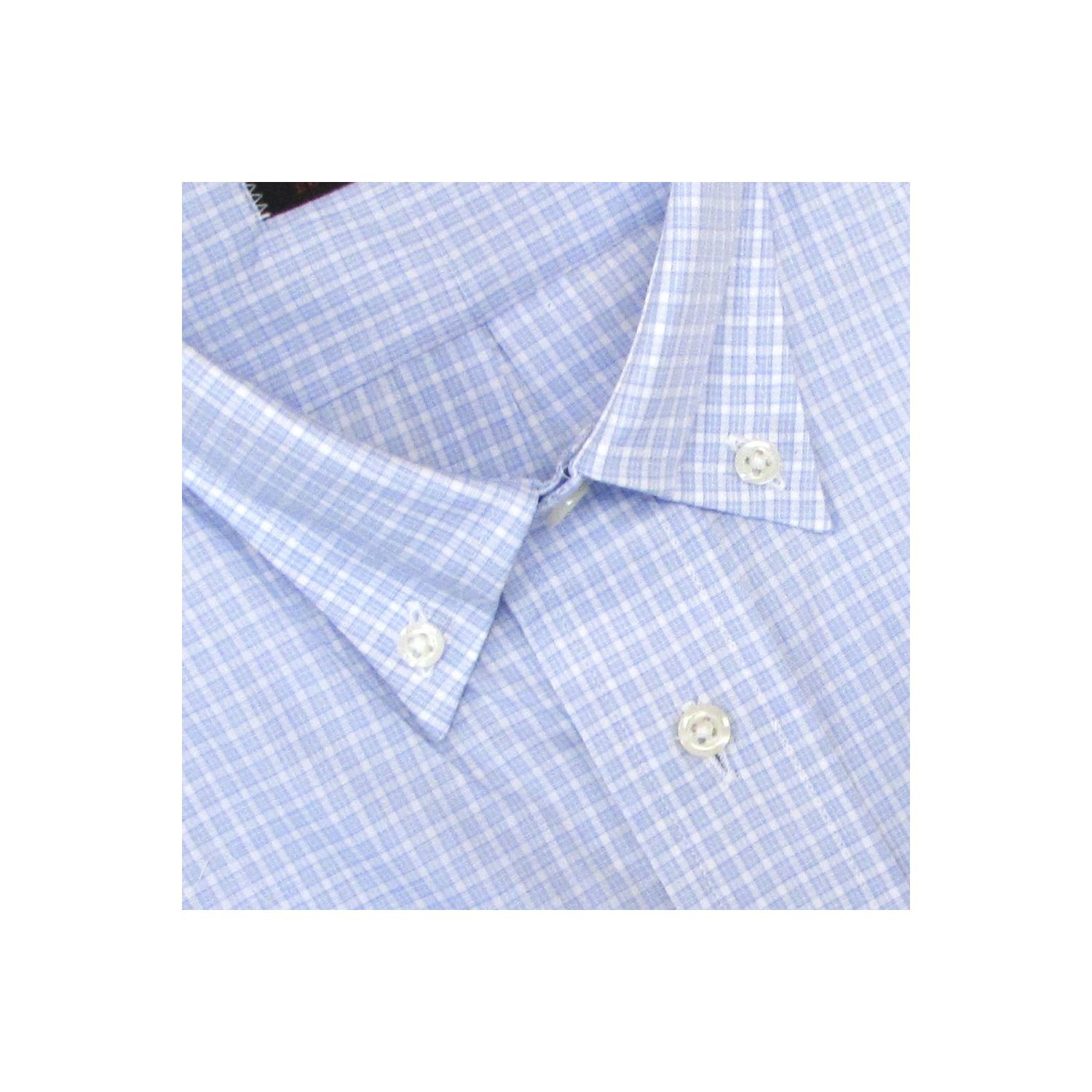 O'Connell's Button Down Dress Shirt - Egyptian Cotton - Light Blue Shadow  Plaid