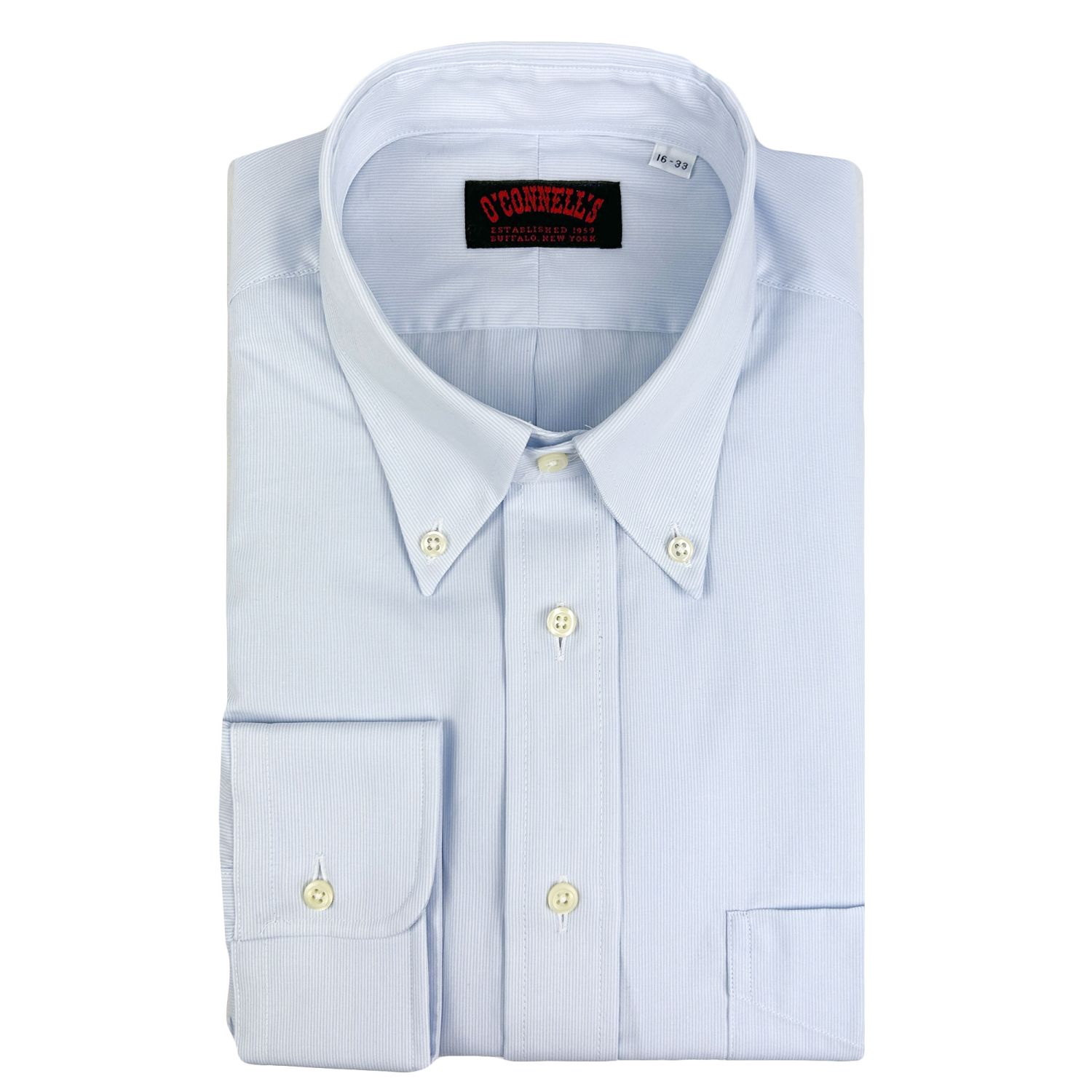 O'Connell's Button Down Dress Shirt - Sky Blue Tight Stripe | Men's and  women's clothing