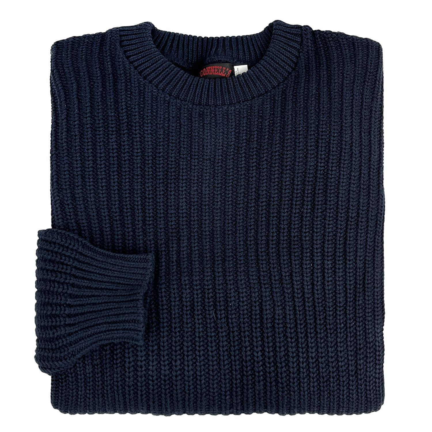 O'Connell's Cotton Shaker Stitch Crewneck Sweater - Navy | Men's