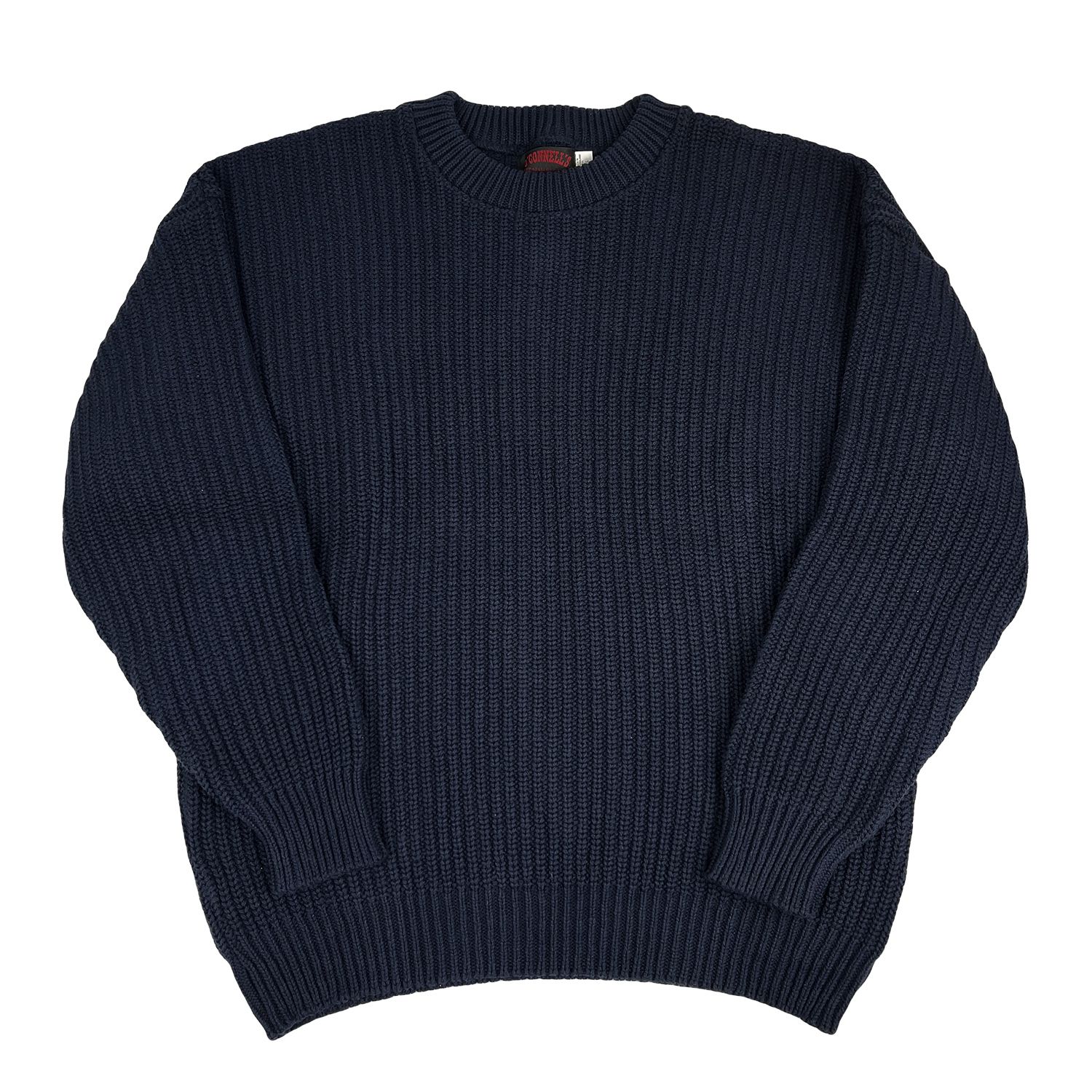 O'Connell's Cotton Shaker Stitch Crewneck Sweater - Navy | Men's