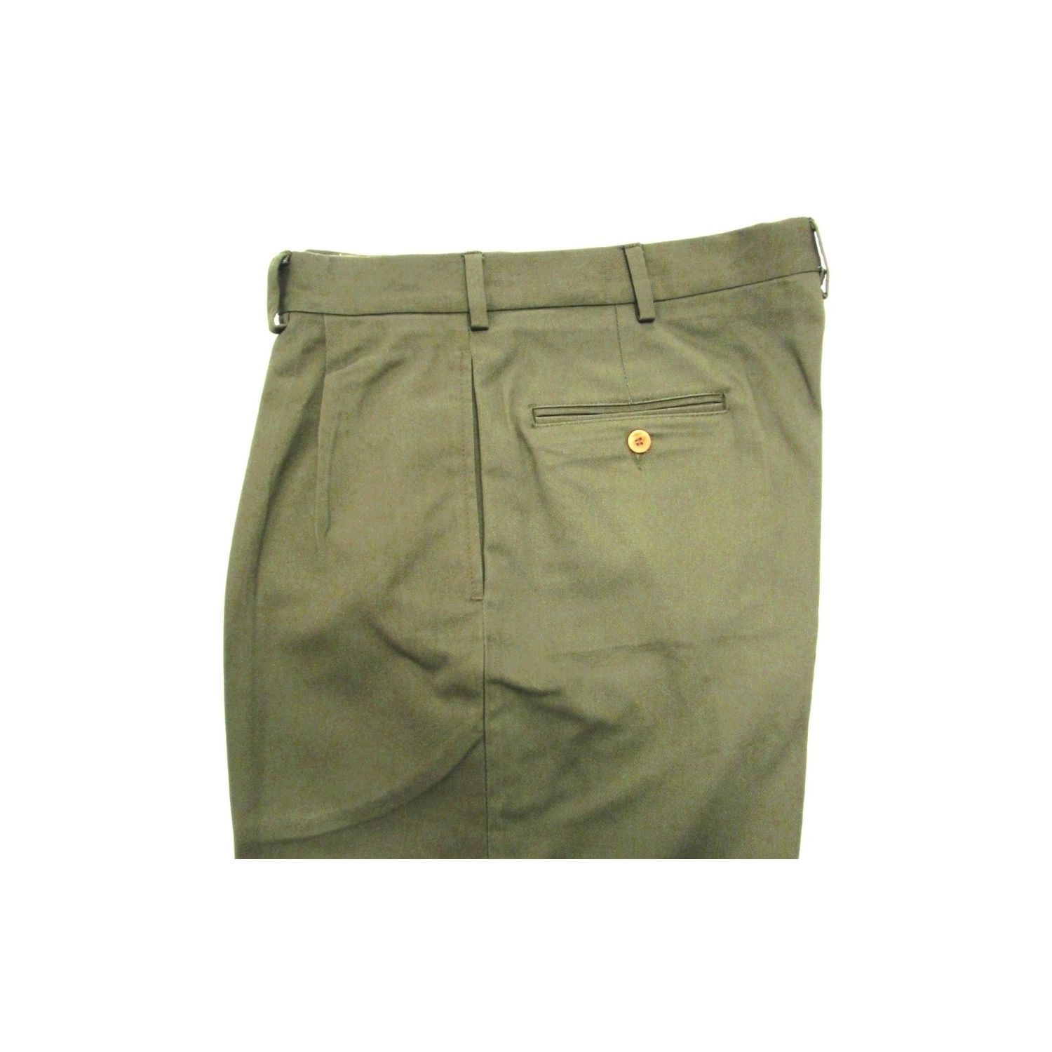 O'Connell's Cotton Twill Trousers - Pleated Front - Olive | Men's