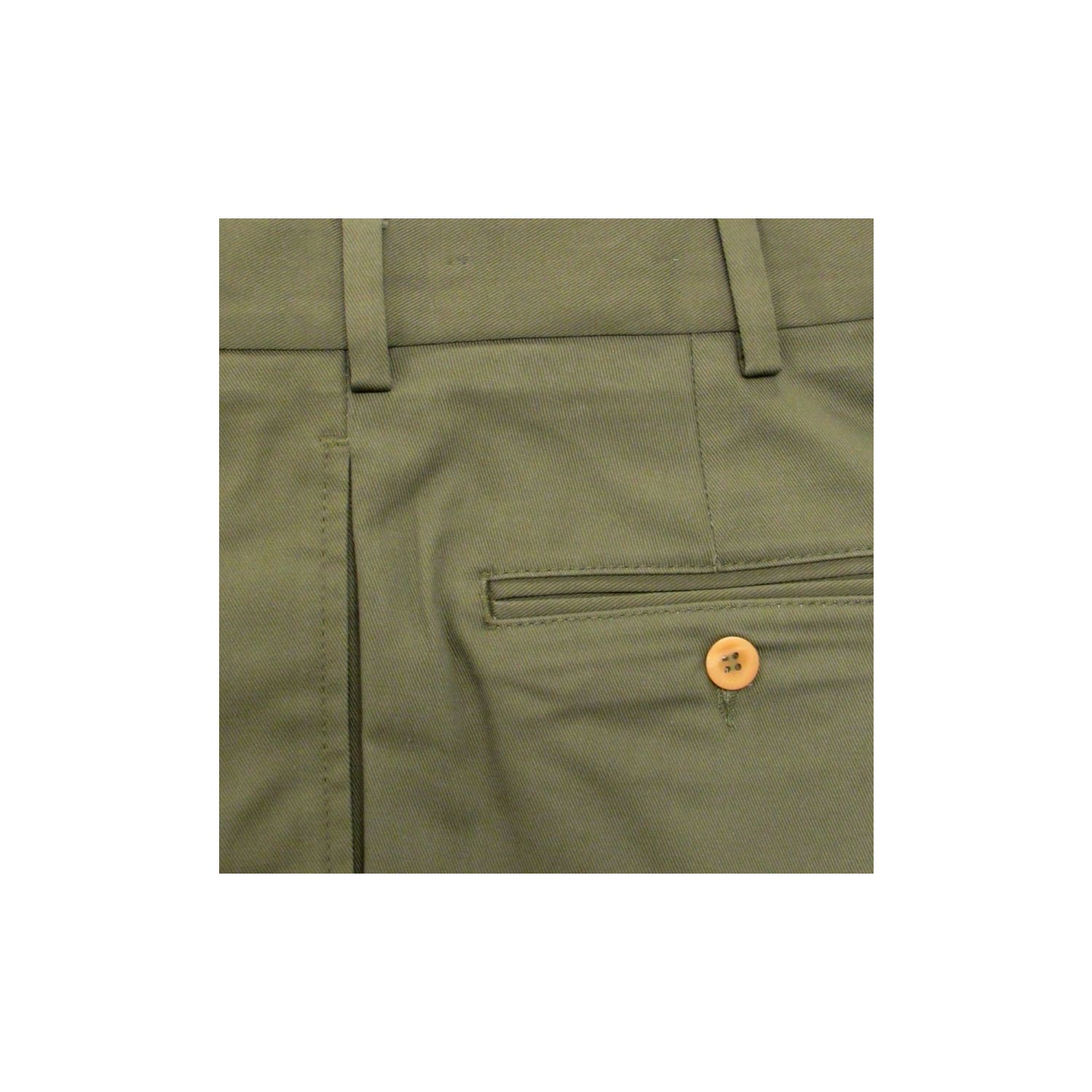 O'Connell's Cotton Twill Trousers - Pleated Front - Olive | Men's