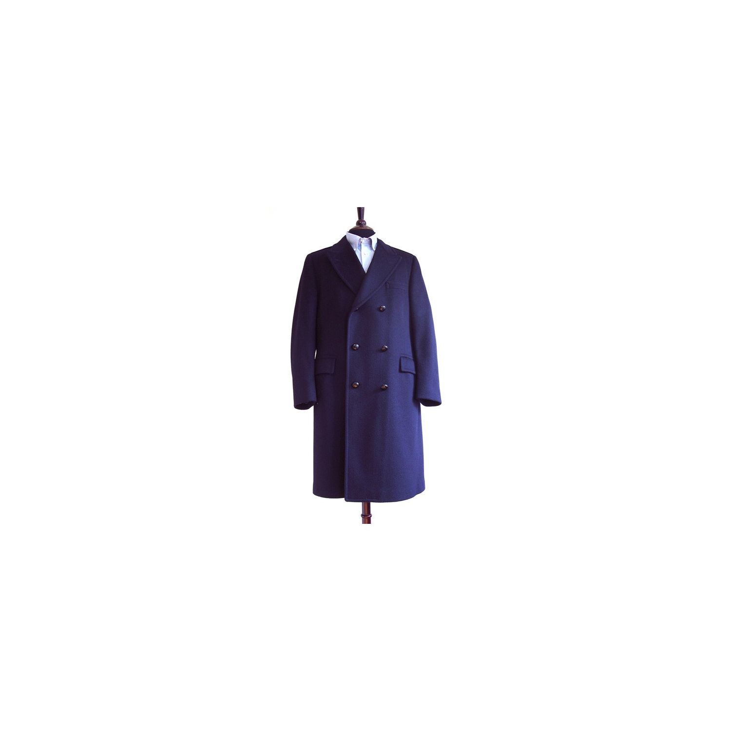 O'Connell's Double Breasted Lambswool Overcoat - Navy | Men's and