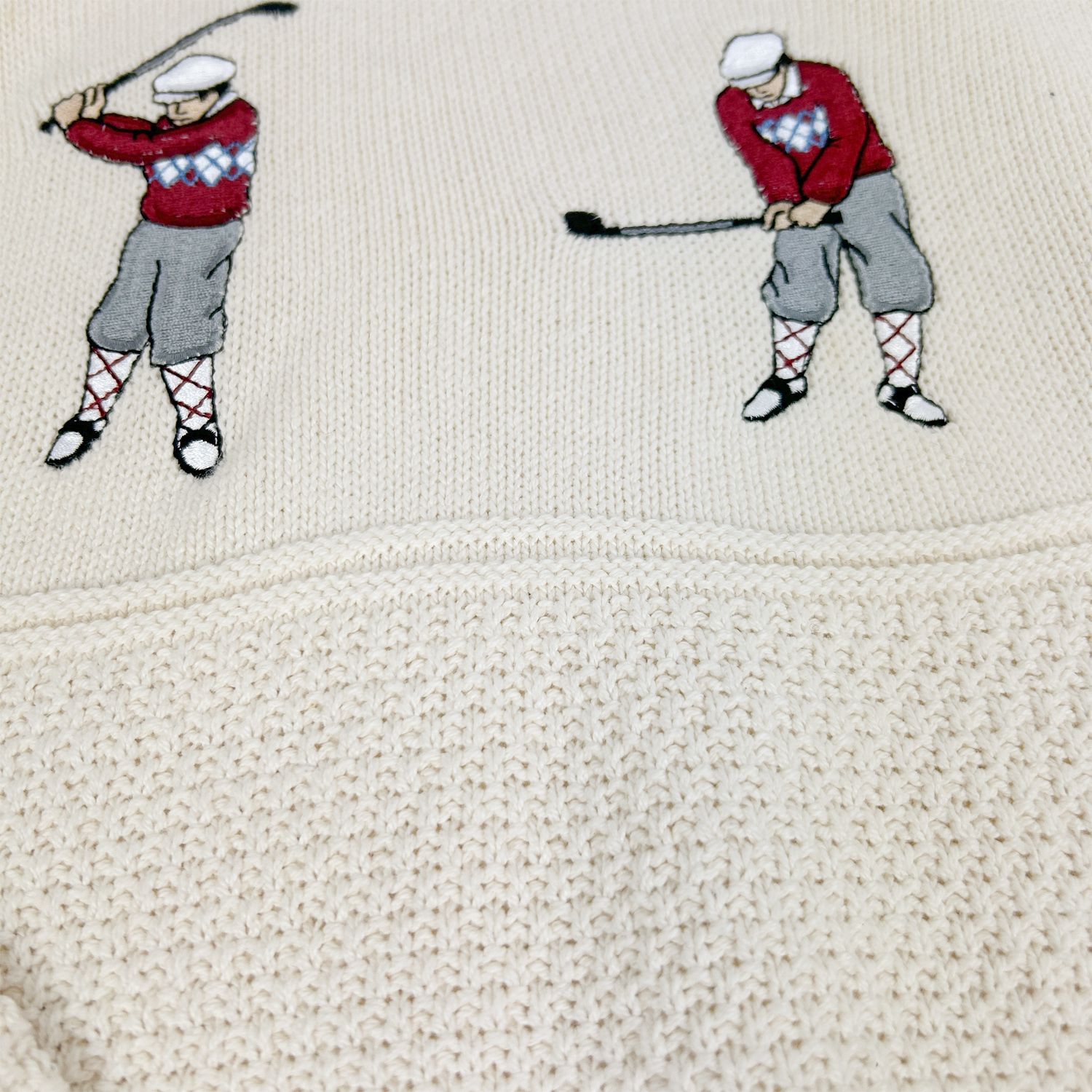 O'Connell's Golf Swing Embroidered Cotton Crewneck - Cream with
