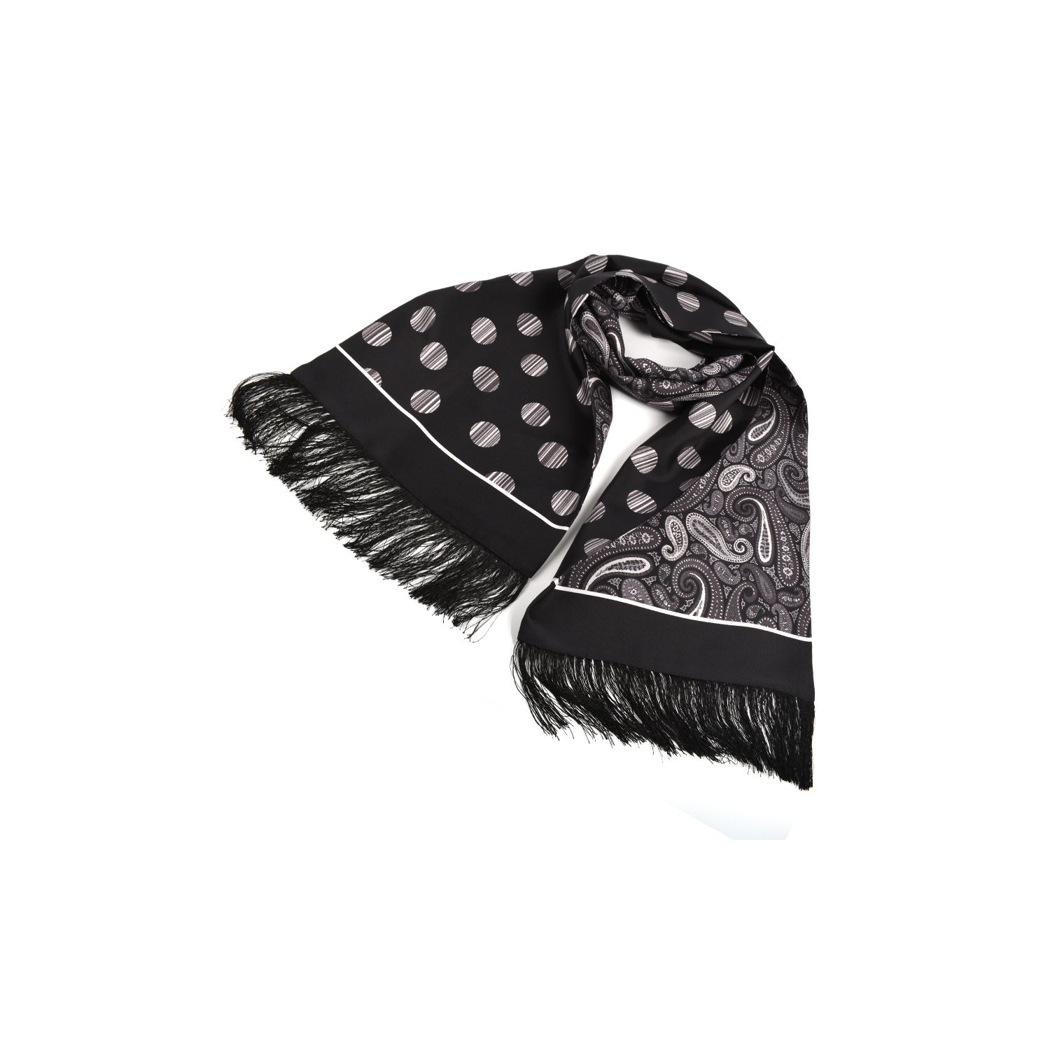O'Connell's Handmade Silk Scarf - Black & White Reversible | Men's