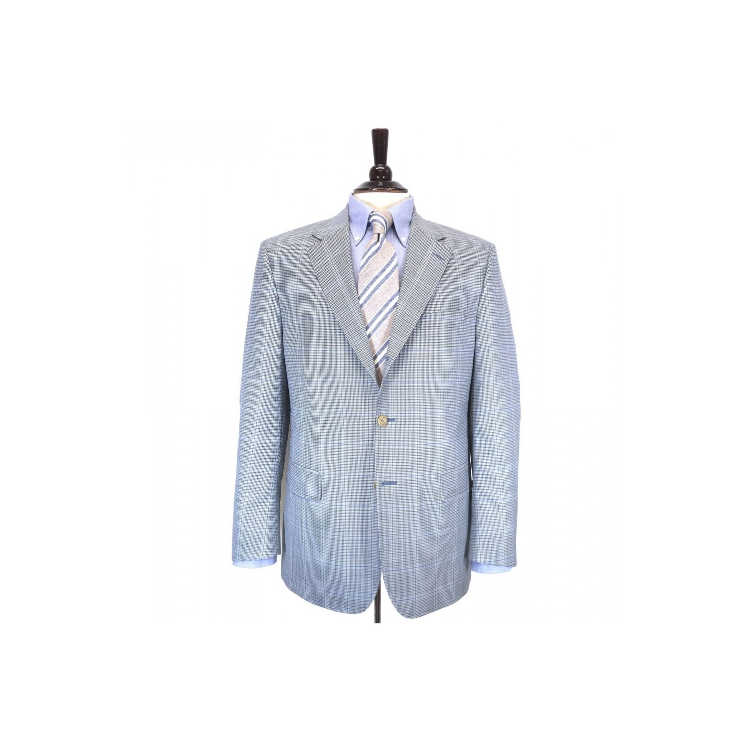 O'Connell's High Twist Tropical Wool Sport Coat - Blue, Cream