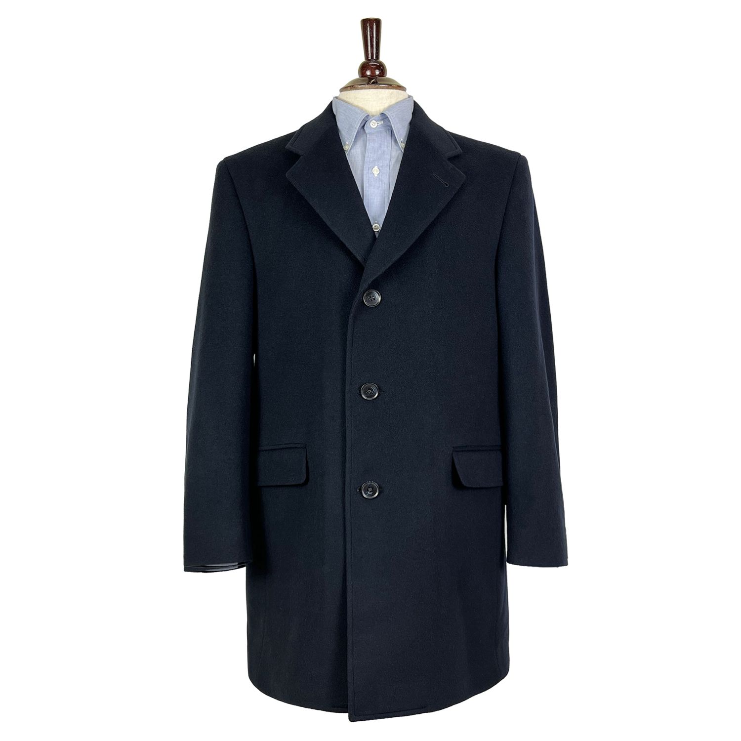 O'Connell's Lambswool 3/4 Length Topcoat - Navy | Men's and
